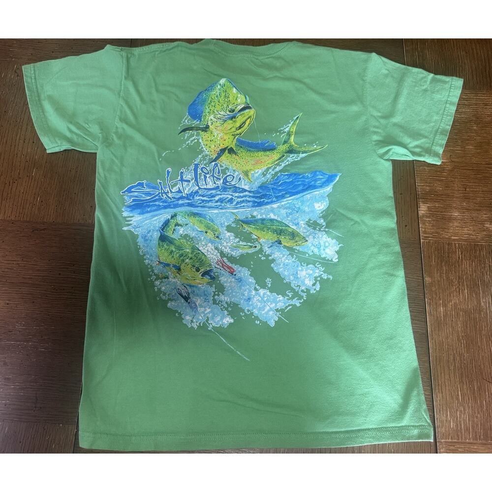 Salt Life Men’s T Shirt Size Small Green Fish Graphic Print